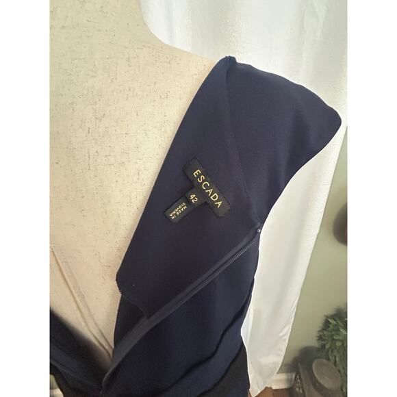 ESCADA Cowl Neck Knee-Length Disabell Dress in Midnight Blue - Picture 10 of 11